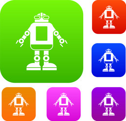 Automation machine robot set color collection vector