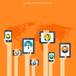 flat social media and network concept global vector