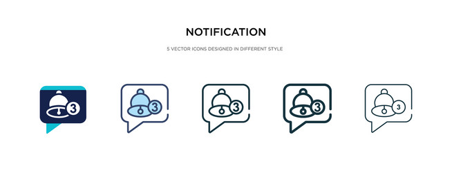 notification icon in different style two colored vector image