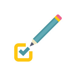 pencil putting check mark in checkbox icon vector image