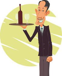 Waiter with tray vector