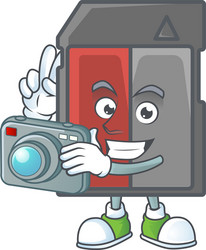 A memory card photographer in action with camera vector