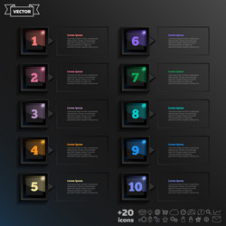 infographic design list with colorful square vector image
