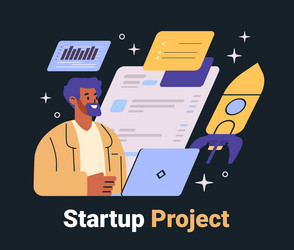 startup project business concept man working vector image