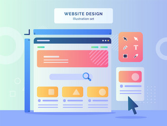website design set wireframe on display monitor vector image