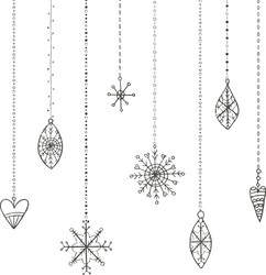 winter hand drawn toys and snowflakes collection Vector Image