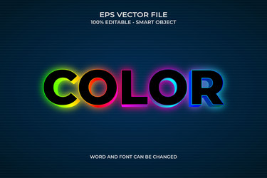 3d color editable text style effect vector image