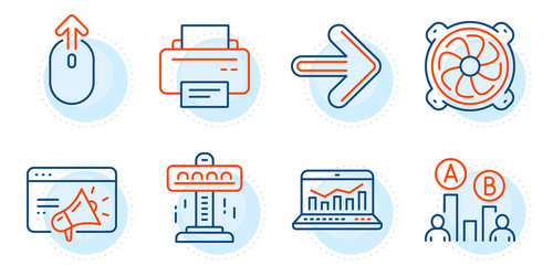 attraction computer fan and web analytics icons vector image
