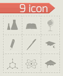 black education icons set vector