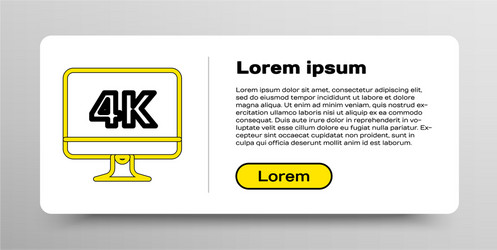 line computer pc monitor display with 4k video vector image