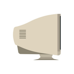 retro monitor computer side view device equipment vector image