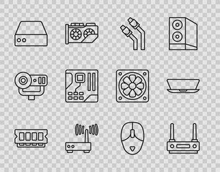 set line ram random access memory router wi-fi vector image