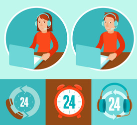 Support Team Icons - Call Center Operators vector image