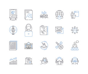 Team rapport line icons collection trust Vector Image