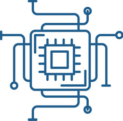 computer processor line icon concept vector image