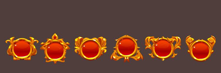 red game buttons with golden frames vector image