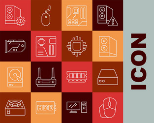 set line computer mouse server data web hosting vector image
