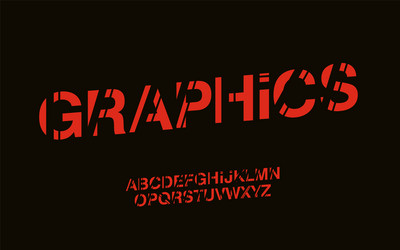 stylized modern graphics abstract font set vector image