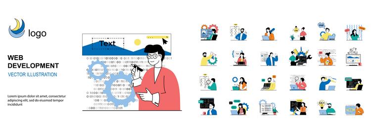 Web Development Character Set vector image