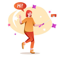 Blogger flat character concept for web design vector