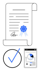 certification document with seal mobile data vector image