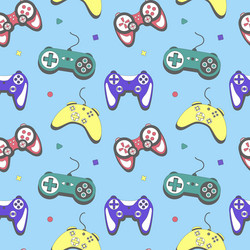 seamless pattern gamepad controller vector image