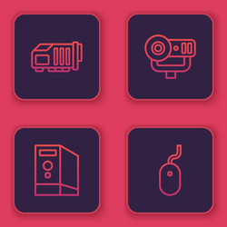 set line video graphic card case of computer web vector image