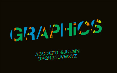 stylized modern graphics abstract font set vector image