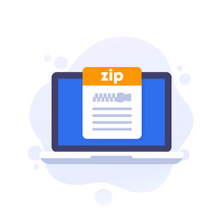 Zip file in a computer icon vector