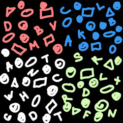 abstract design with colorful shapes and letters vector image