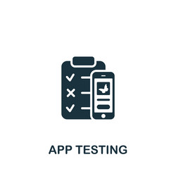 app testing icon monochrome simple sign from vector