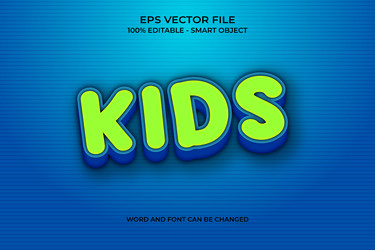 editable 3d kids text style effect vector image