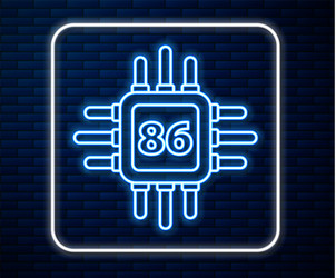 glowing neon line computer processor vector image