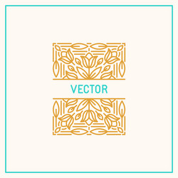 Linear frame and floral background with copy space vector