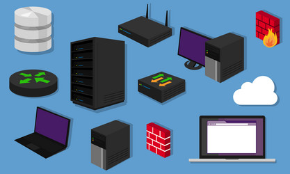 Network Hardware Icons - Router & Server vector image