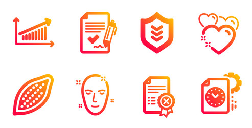 reject certificate heart and shield icons set vector