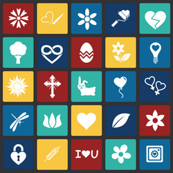 spring icons set on color squares background vector image
