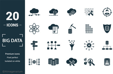 big data icon set include creative elements cloud vector image