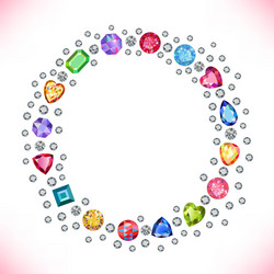 colored gems square round frame vector image