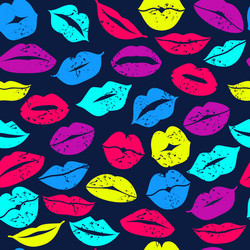 flat design of lips seamless pattern icon neon vector