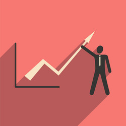 modern flat icon with shadow man and graph vector image