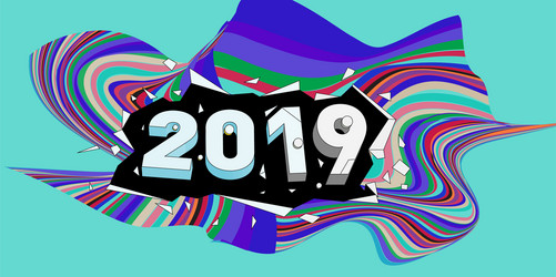 2021 new year text with wavy colorful line vector image