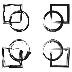 circle square fusion mixed geometric icons sharp vector image