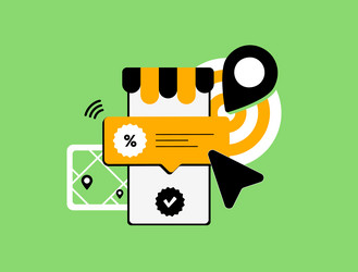 geo push notifications concept with mobile device vector image