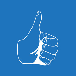 hand drawn thumbs up isolated on white background vector