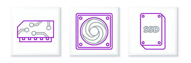 set line ssd card ram random access memory vector image