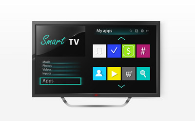 Smart TV Menu on LCD Display vector image