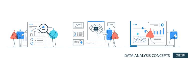 ai analysis set in thin line style vector image