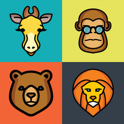 Cute faces of wild animals Royalty Free Vector Image