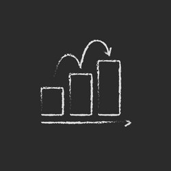 Bar chart upward icon drawn in chalk vector